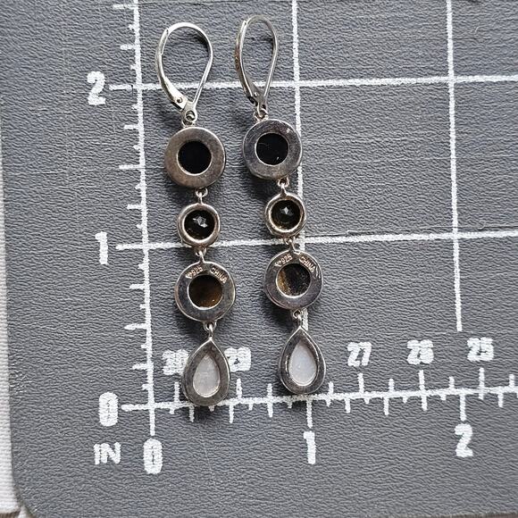 925 Sterling Silver Tone South African Tigers Eye Gemstone Drop Dangle Earrings - Picture 4 of 4
